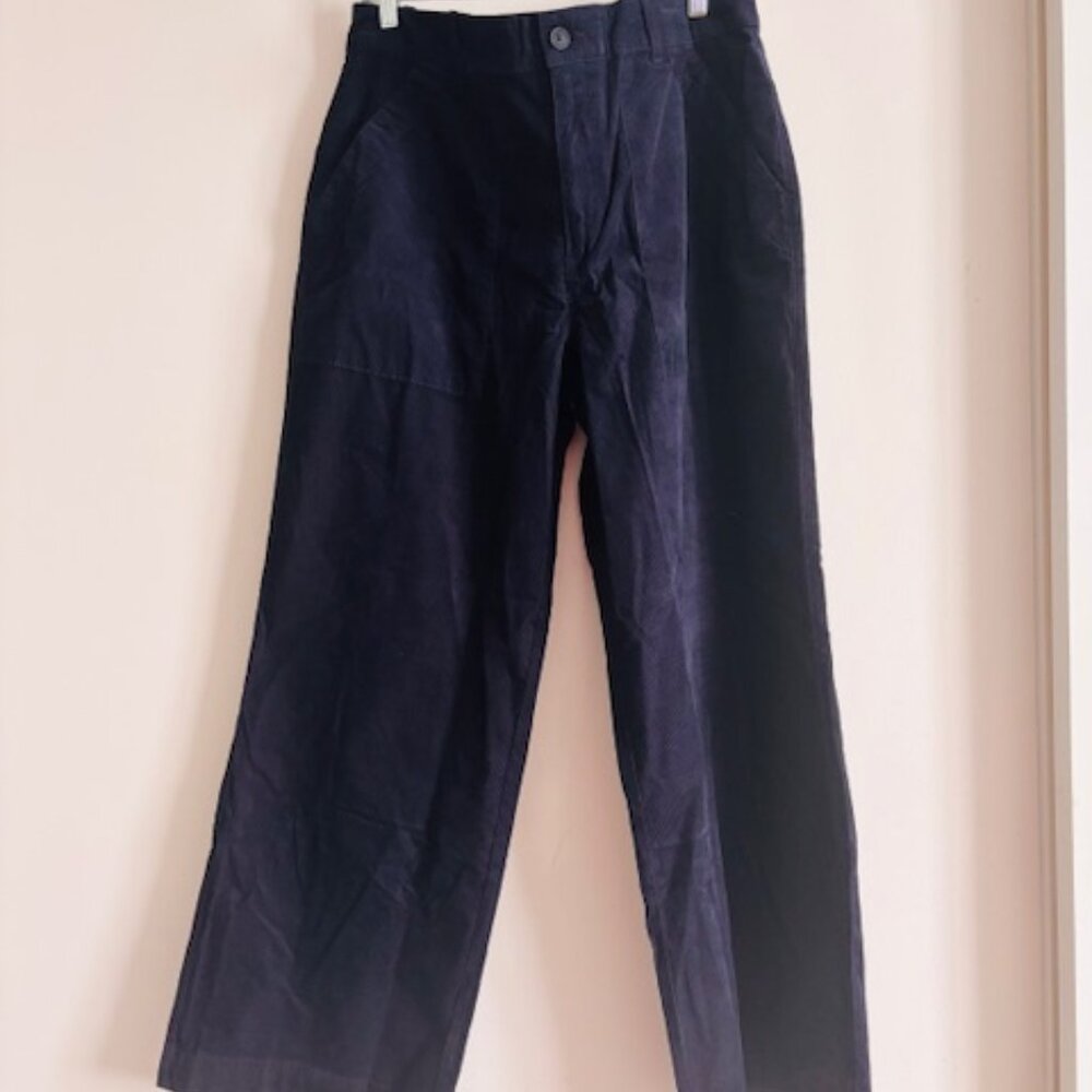 Original Weatherproof Vintage Corduroy Pants Navy Blue Wide Leg Pockets